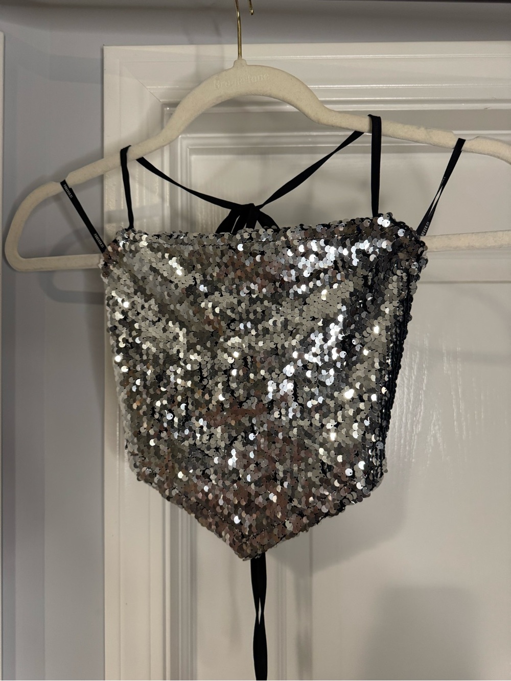 Silver Sequin Bandana Top